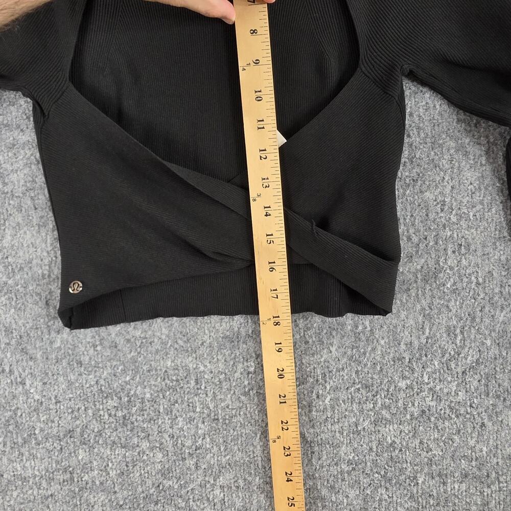 Lululemon Sweater Women Medium Ribbed Knit Twist Back Mockneck Top Yoga Athletic - Picture 14 of 14